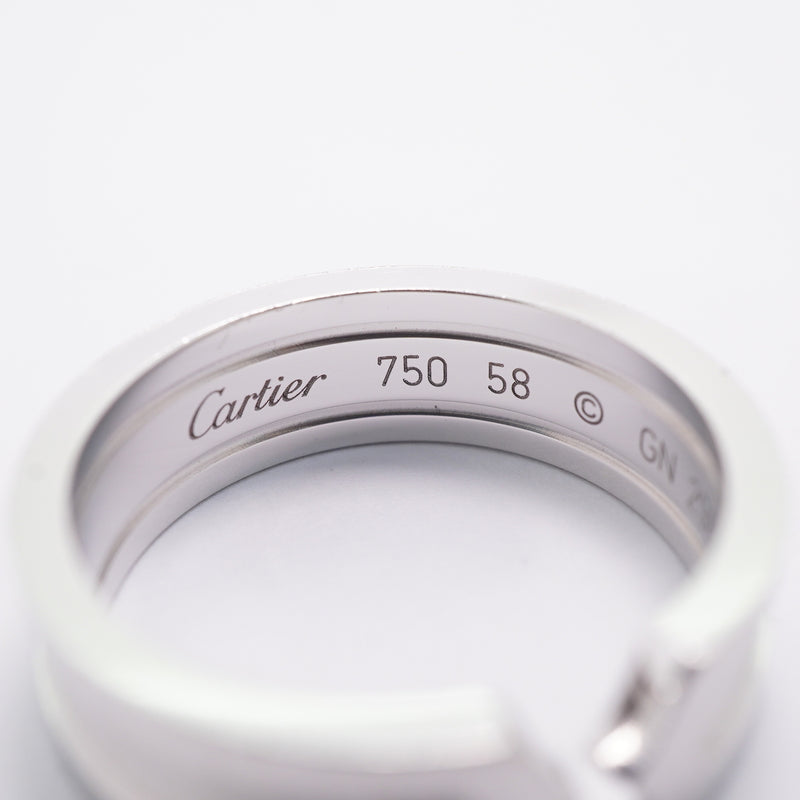 【6jib0377】カルティエ リング C2 K18WG ホワイトゴールド ＃58【中古】メンズ