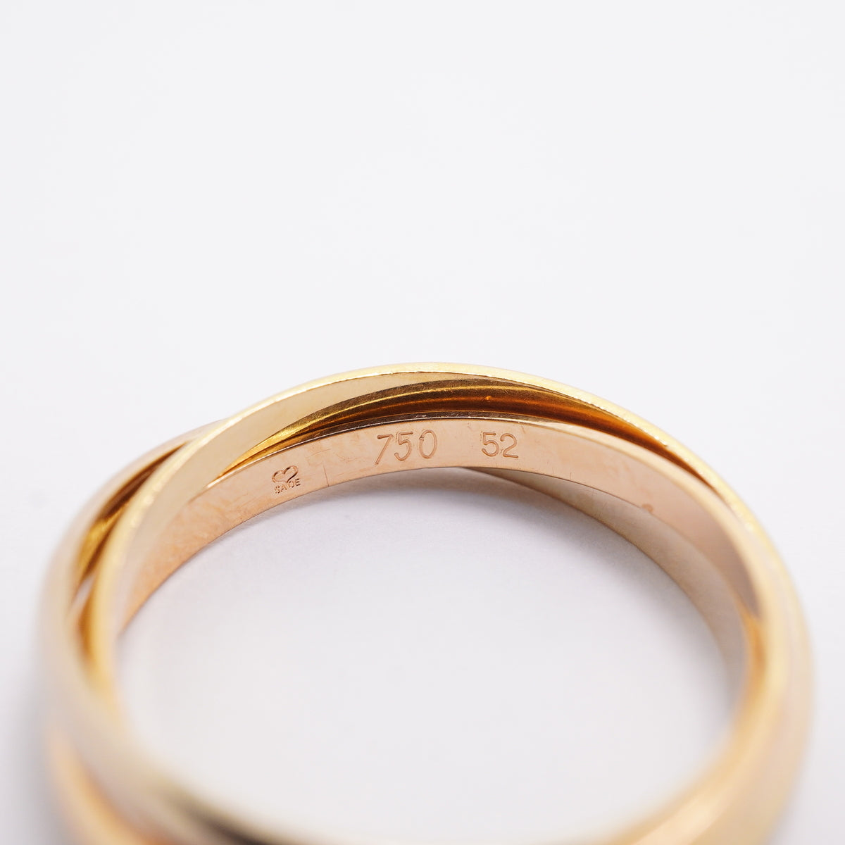 【6jib0379】カルティエ リング トリニティ XS K18YG イエローゴールド K18WG ホワイトゴールド K18PG ピンクゴールド ＃52【中古】レディース