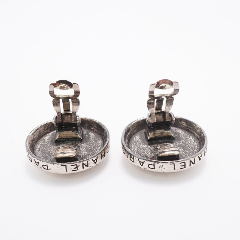 【6jib0383】シャネル イヤリング ヴィンテージ ココマーク シャネルロゴ 丸型 サークル メタル シルバー【中古】レディース