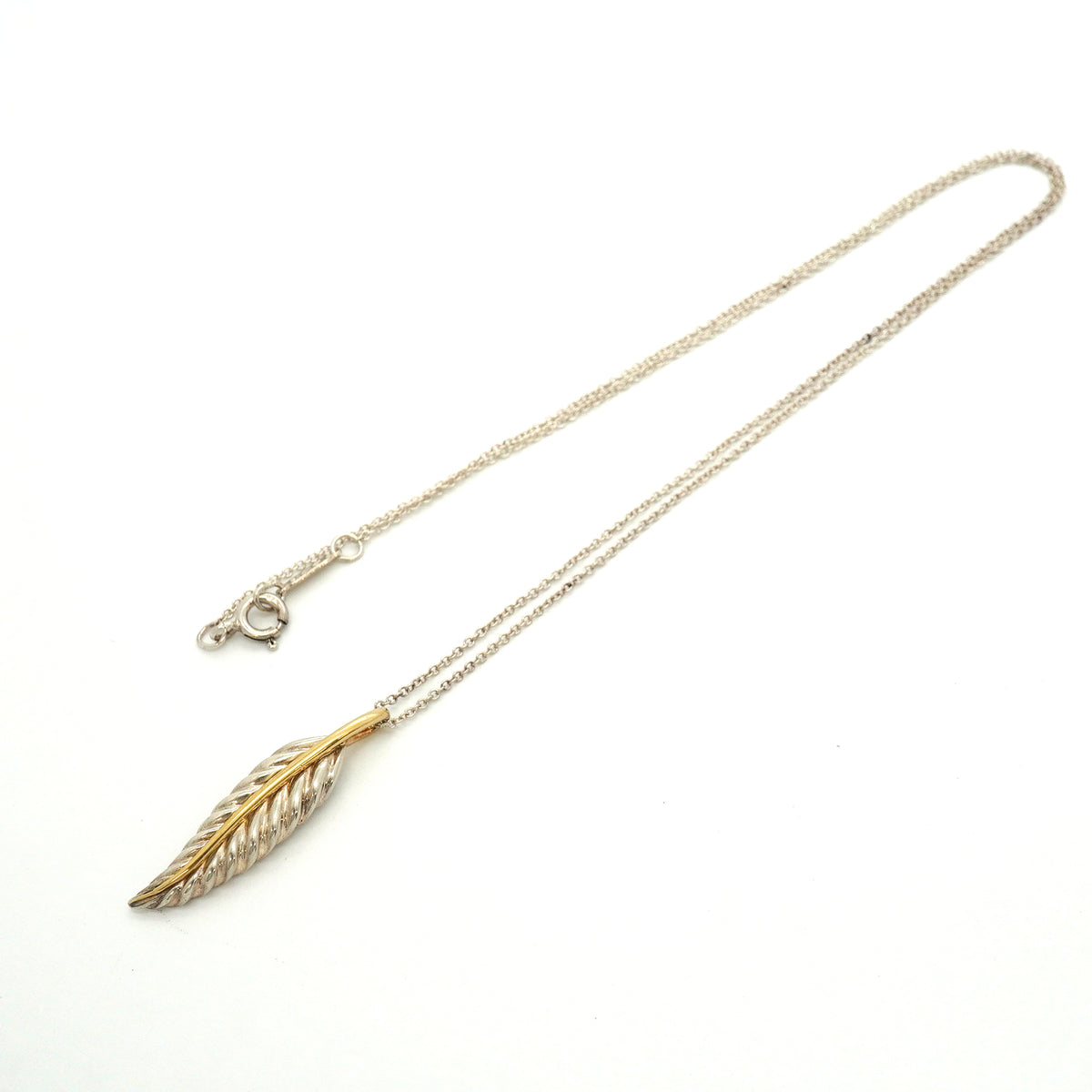 【6jib0388】ティファニー ネックレス フェザー K18YG イエローゴールド シルバー925【中古】レディース