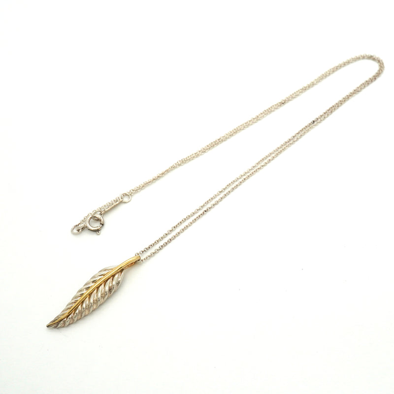 【6jib0388】ティファニー ネックレス フェザー K18YG イエローゴールド シルバー925【中古】レディース