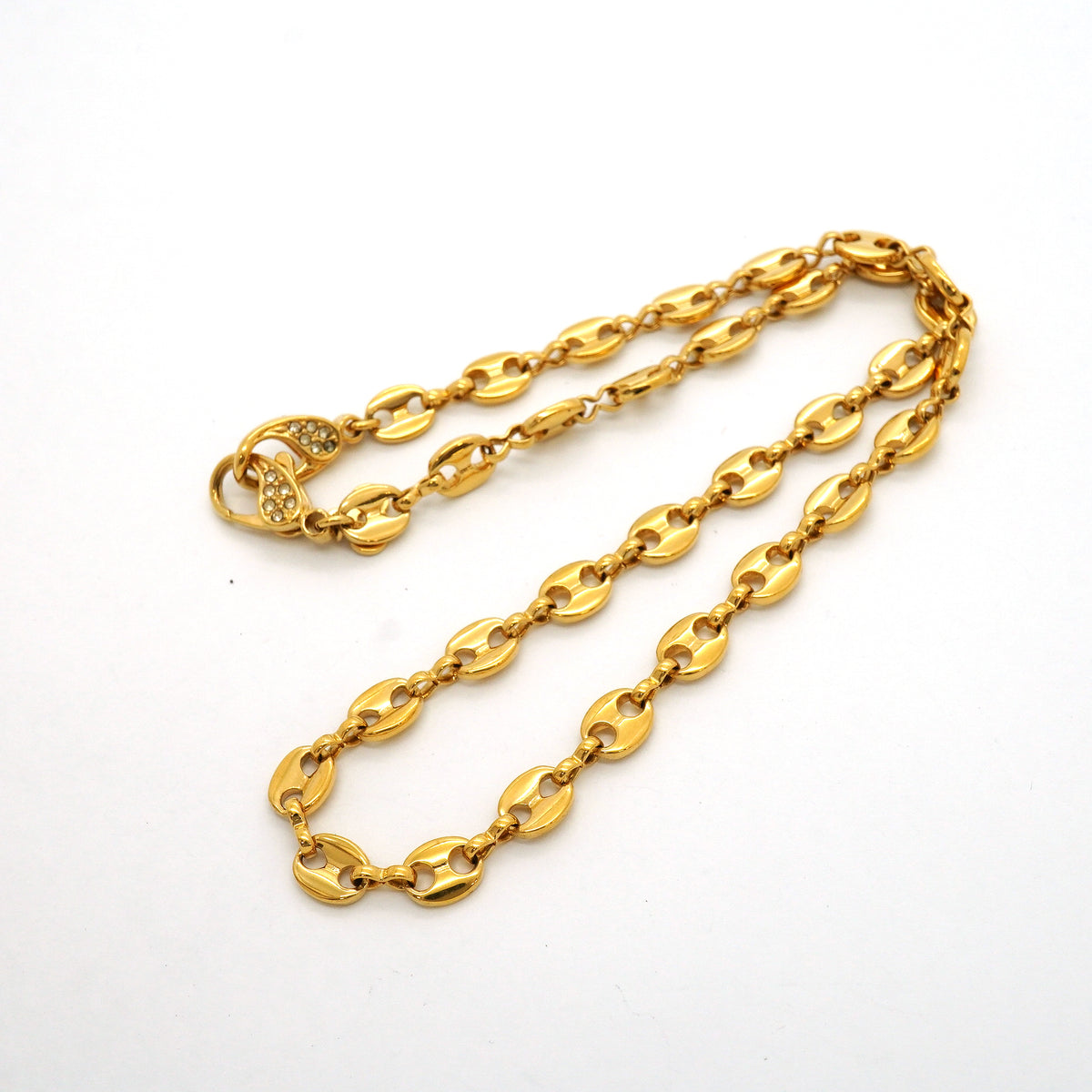 【6jib0391】クリスチャンディオール ネックレス GPメッキ ラインストーン ゴールド【中古】レディース
