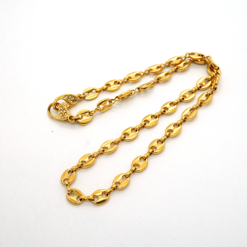 【6jib0391】クリスチャンディオール ネックレス GPメッキ ラインストーン ゴールド【中古】レディース