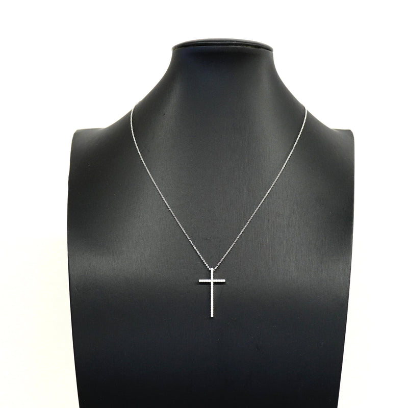 【6jib0392】ティファニー ネックレス メトロ/クロス K18WG ホワイトゴールド ダイヤモンド【中古】レディース