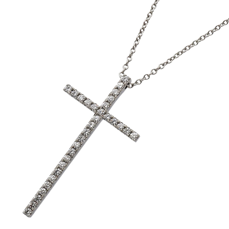 【6jib0392】ティファニー ネックレス メトロ/クロス K18WG ホワイトゴールド ダイヤモンド【中古】レディース