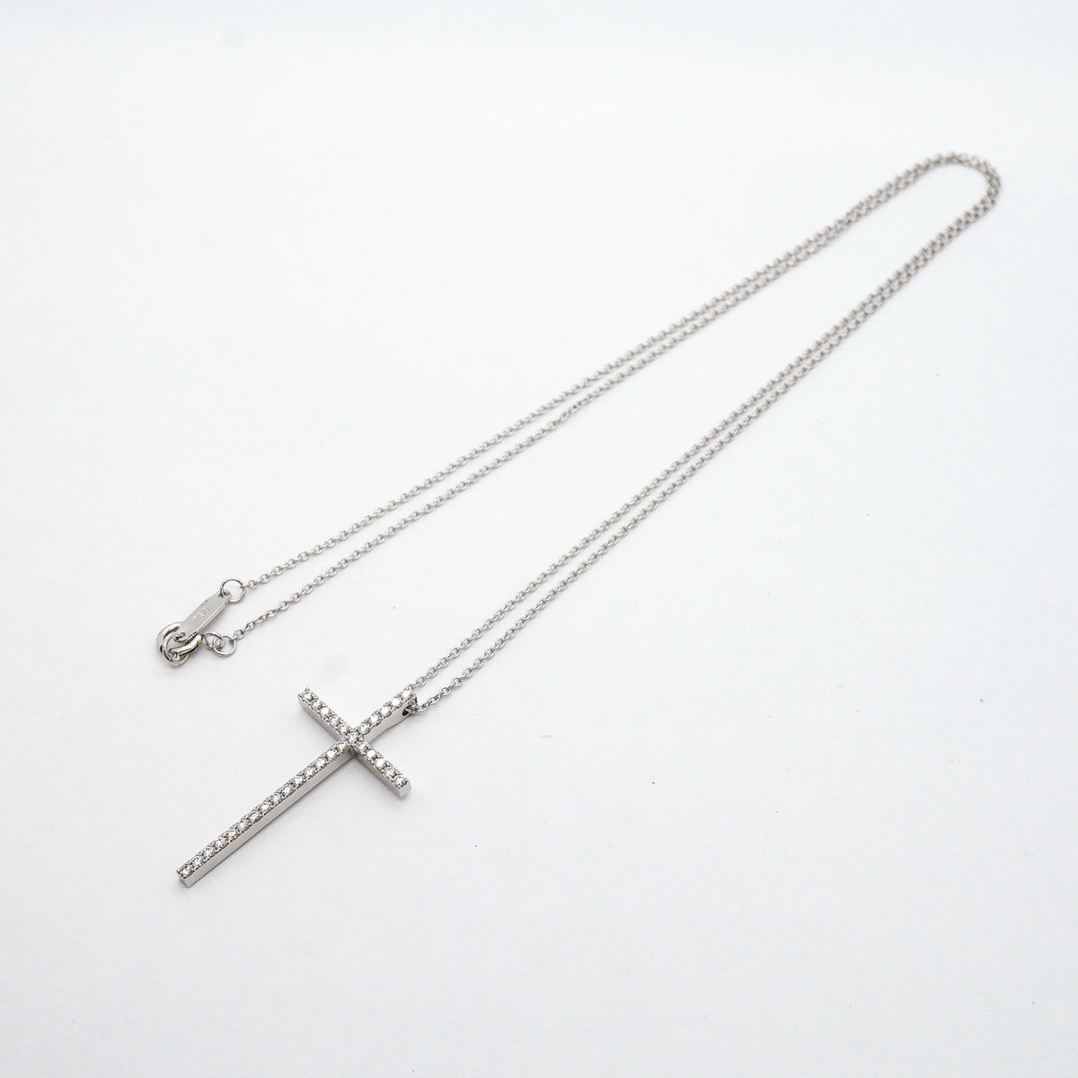【6jib0392】ティファニー ネックレス メトロ/クロス K18WG ホワイトゴールド ダイヤモンド【中古】レディース