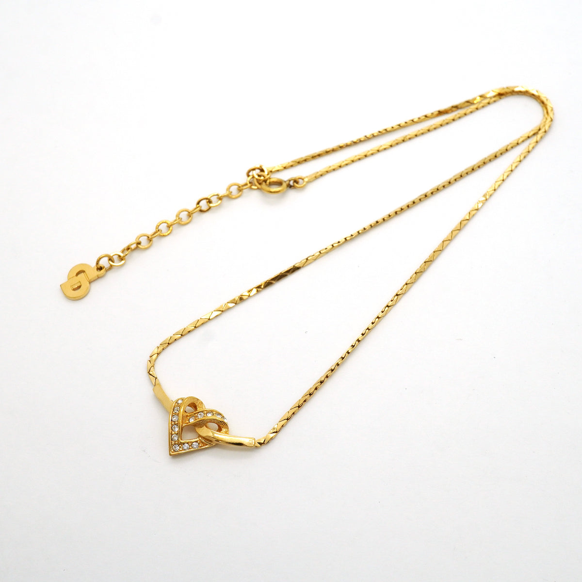 【6jib0393】クリスチャンディオール ネックレス GPメッキ ラインストーン ゴールド【中古】レディース