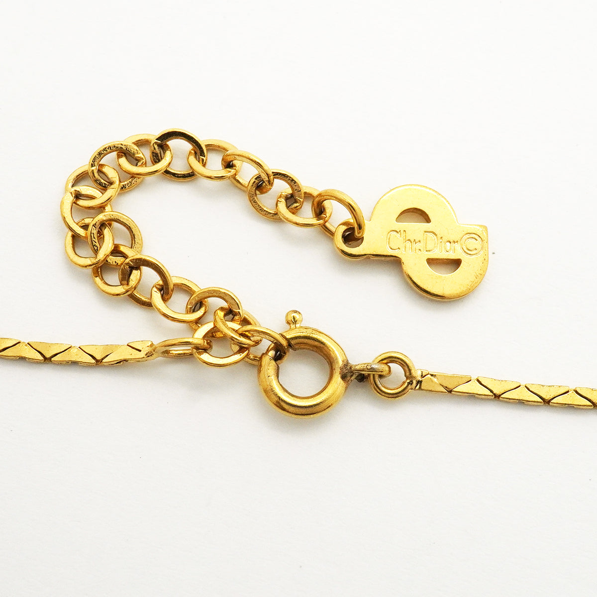 【6jib0393】クリスチャンディオール ネックレス GPメッキ ラインストーン ゴールド【中古】レディース