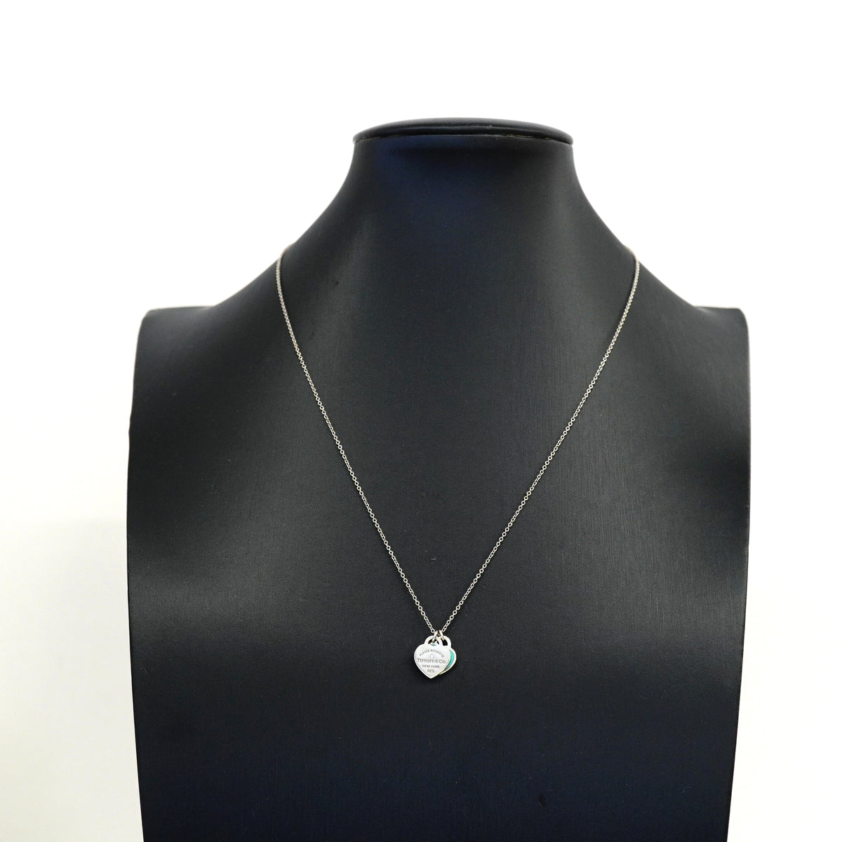 【6jib0410】ティファニー ネックレス ダブルリターントゥハート 1PD シルバー925 ダイヤモンド ブルー【中古】レディース