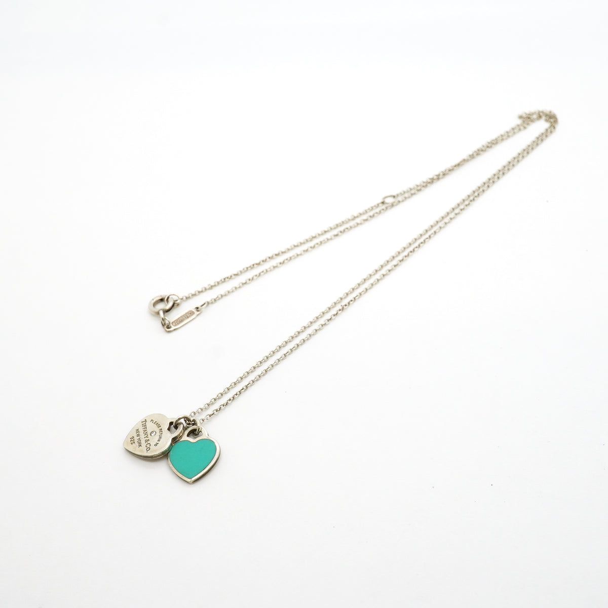 【6jib0410】ティファニー ネックレス ダブルリターントゥハート 1PD シルバー925 ダイヤモンド ブルー【中古】レディース