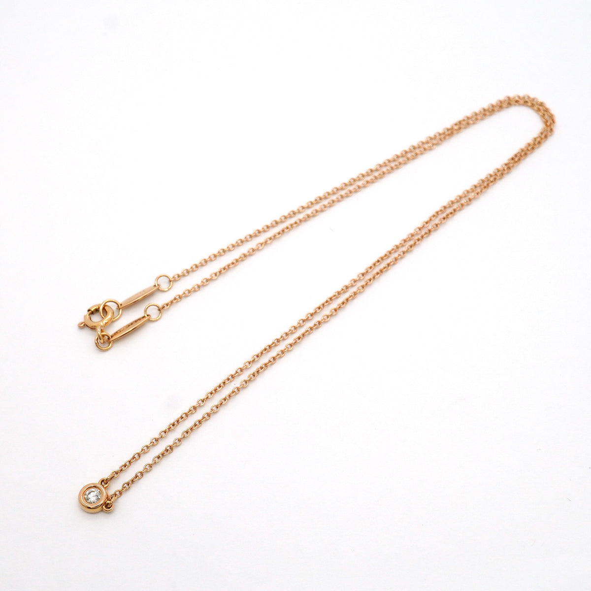 【6jib0412】ティファニー ネックレス バイザヤード 1PD K18PG ピンクゴールド ダイヤモンド【中古】レディース
