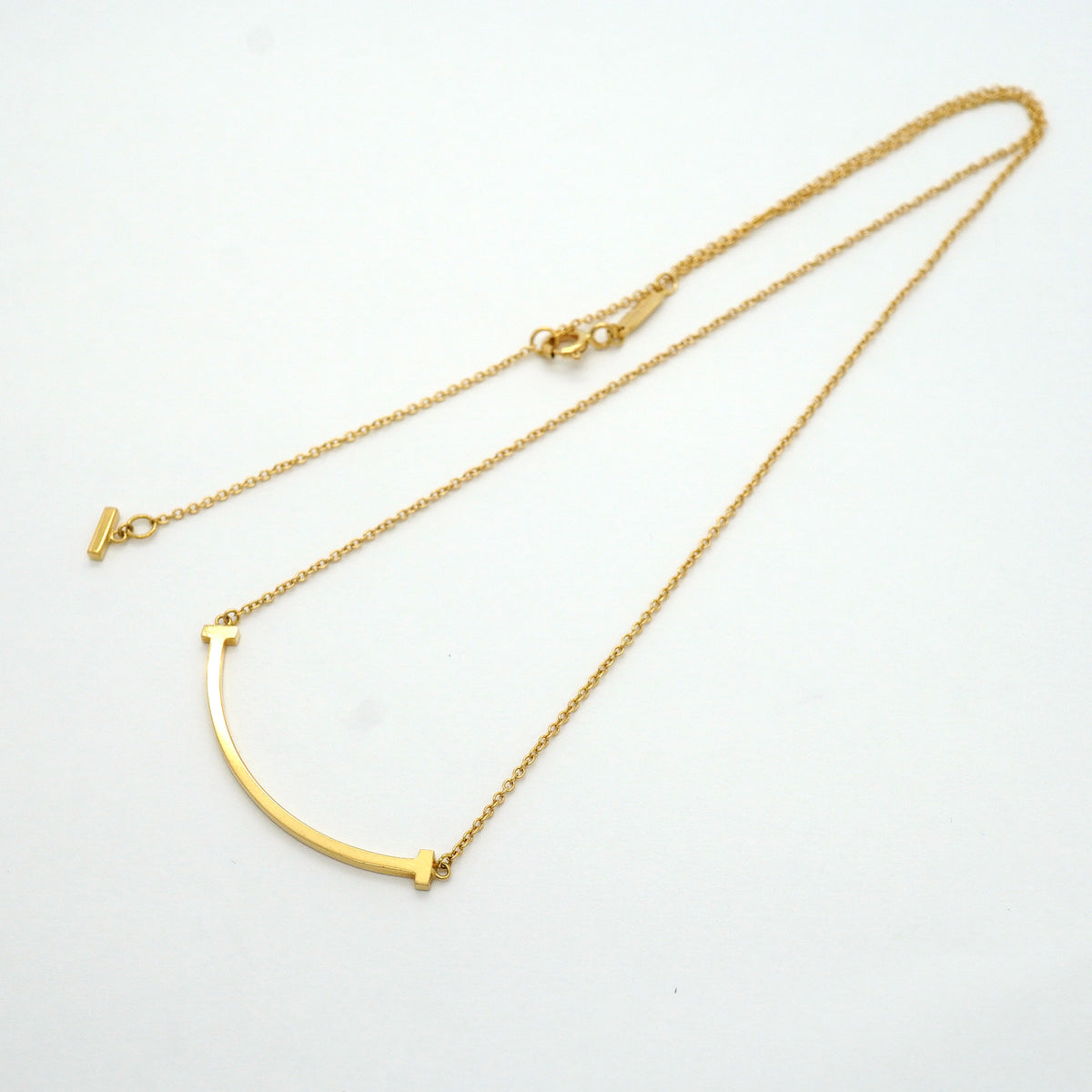 【6jib0414】ティファニー ネックレス Tスマイル スモール K18YG イエローゴールド【中古】レディース