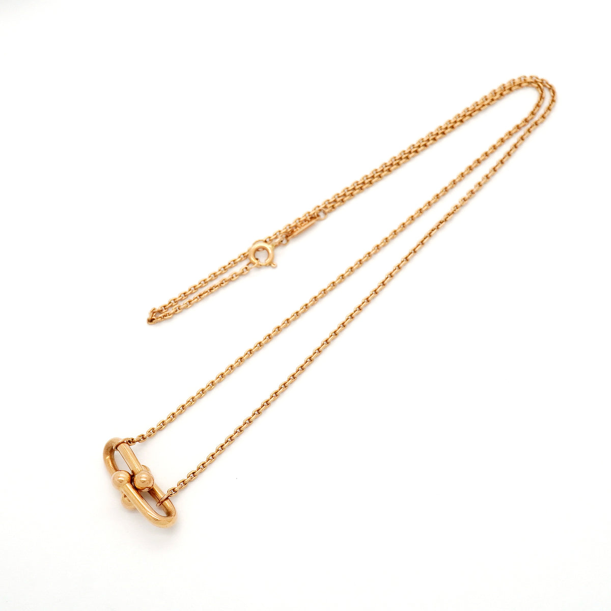 【6jib0421】ティファニー ネックレス ハードウェア/ダブルリンク スモール K18PG ピンクゴールド【中古】レディース