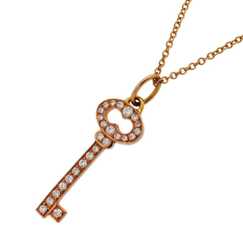 【6jib0434】ティファニー ネックレス オーバルキー K18PG ピンクゴールド ダイヤモンド【中古】レディース