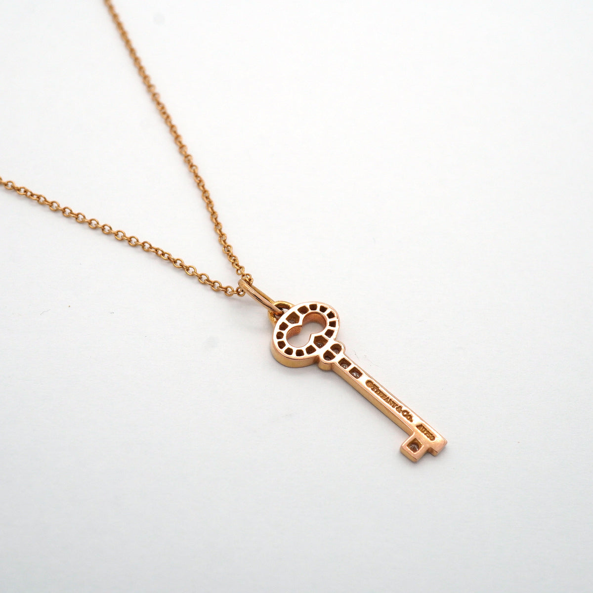 【6jib0434】ティファニー ネックレス オーバルキー K18PG ピンクゴールド ダイヤモンド【中古】レディース