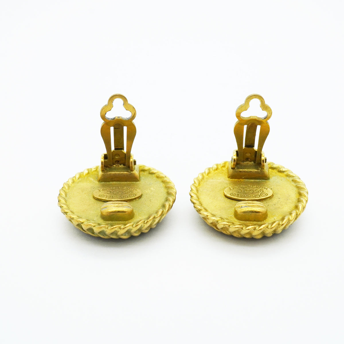 【6jib0435】シャネル イヤリング ヴィンテージ ココマーク 丸型 サークル GPメッキ ゴールド ブラック【中古】レディース