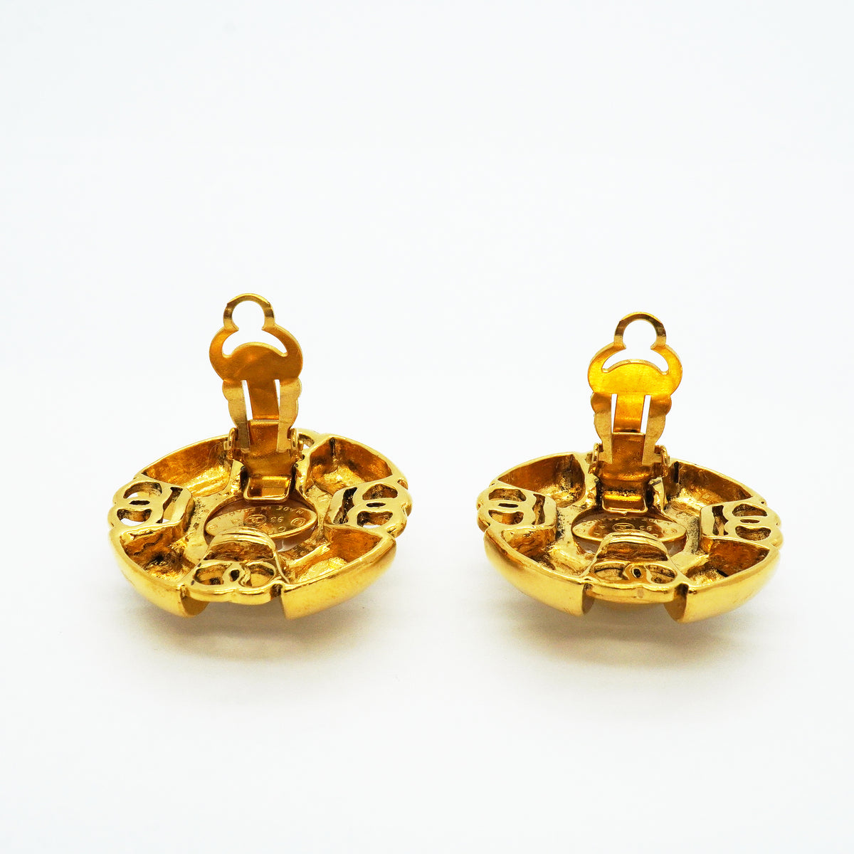 【6jib0442】シャネル イヤリング ヴィンテージ ココマーク GPメッキ フェイクパール ゴールド【中古】レディース