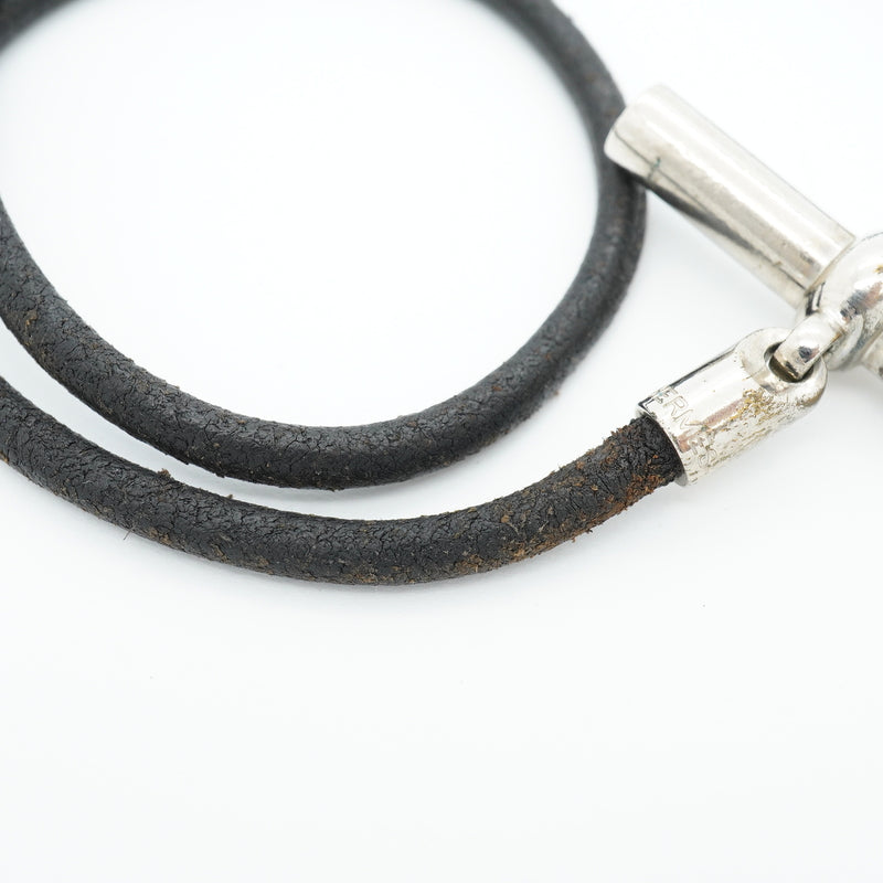 【6jib0451】エルメス ブレスレット グレナン/ドゥブルトゥール メタル レザー シルバー ブラック【中古】メンズ レディース ユニセックス