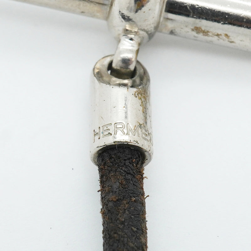 【6jib0451】エルメス ブレスレット グレナン/ドゥブルトゥール メタル レザー シルバー ブラック【中古】メンズ レディース ユニセックス