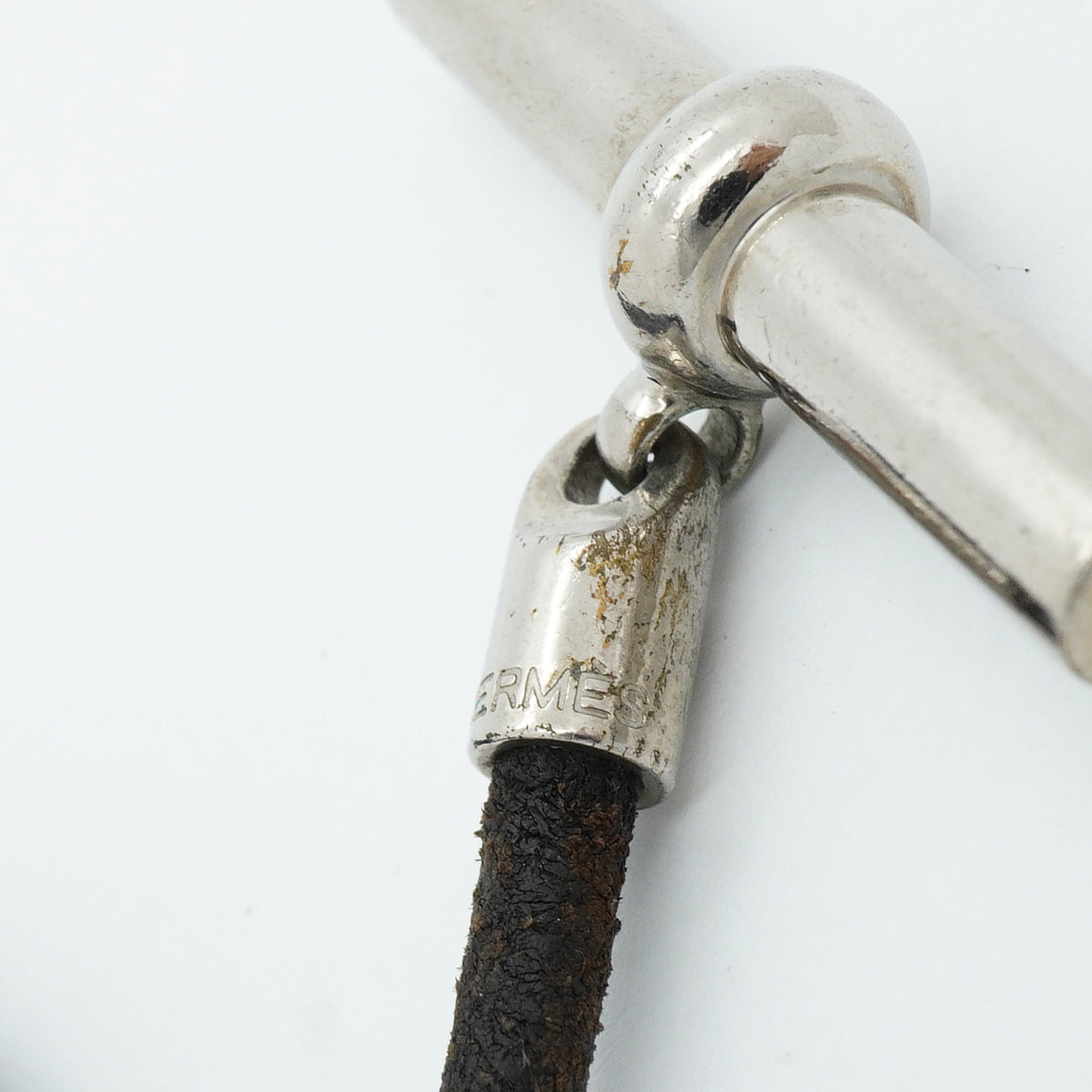 【6jib0451】エルメス ブレスレット グレナン/ドゥブルトゥール メタル レザー シルバー ブラック【中古】メンズ レディース ユニセックス
