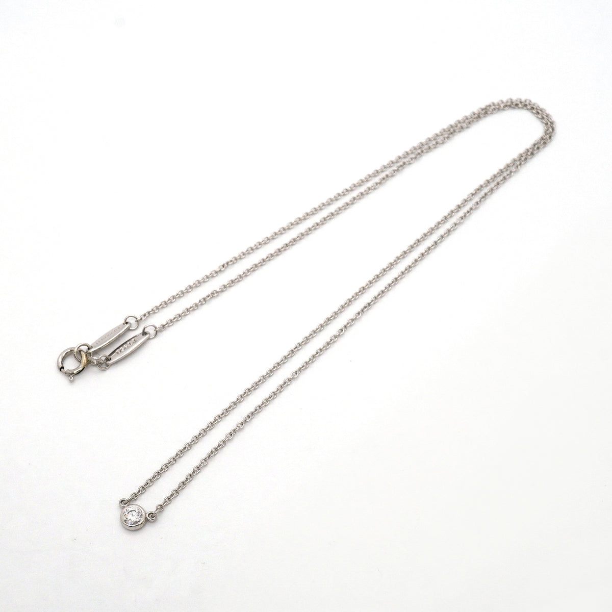 【6jib0459】ティファニー ネックレス バイザヤード 1PD Pt950 プラチナ ダイヤモンド【中古】レディース