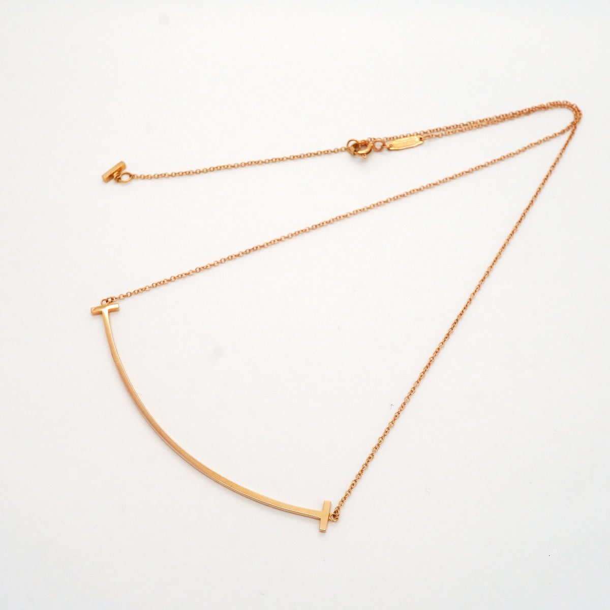 【6jib0462】ティファニー ネックレス Tスマイル ラージ K18PG ピンクゴールド【中古】レディース