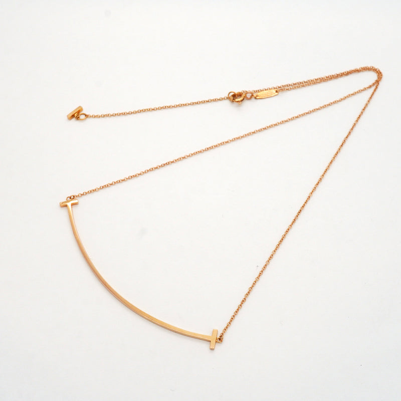 【6jib0462】ティファニー ネックレス Tスマイル ラージ K18PG ピンクゴールド【中古】レディース