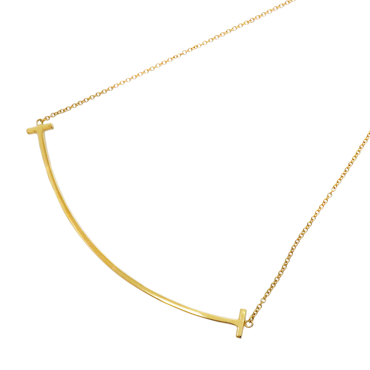 【6jib0464】ティファニー ネックレス Tスマイル ラージ K18YG イエローゴールド【中古】レディース
