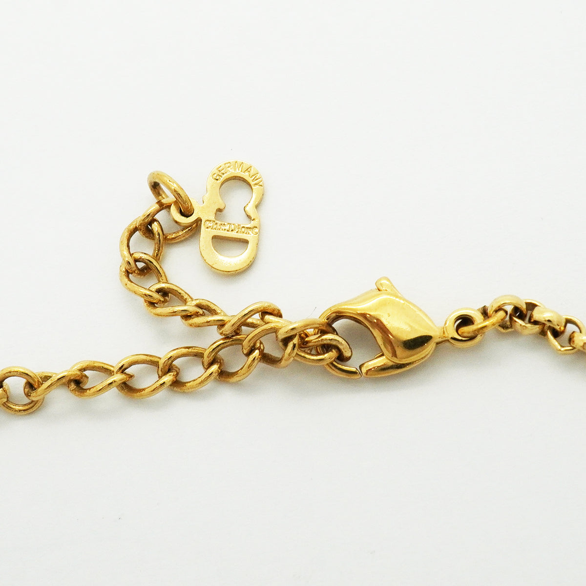 【6jib0467】クリスチャンディオール ネックレス ハートモチーフ GPメッキ ラインストーン ゴールド【中古】レディース