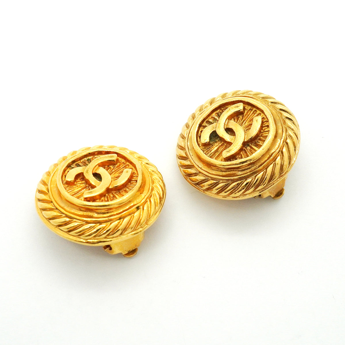 【6jib0468】シャネル イヤリング ヴィンテージ ココマーク 丸型 サークル GPメッキ ゴールド【中古】レディース