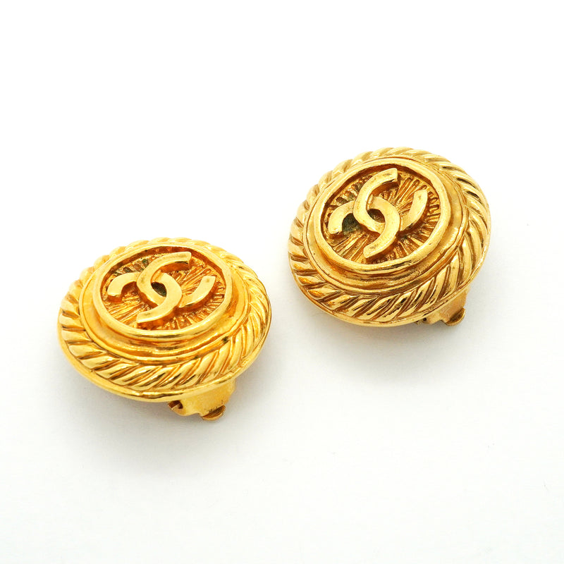 【6jib0468】シャネル イヤリング ヴィンテージ ココマーク 丸型 サークル GPメッキ ゴールド【中古】レディース