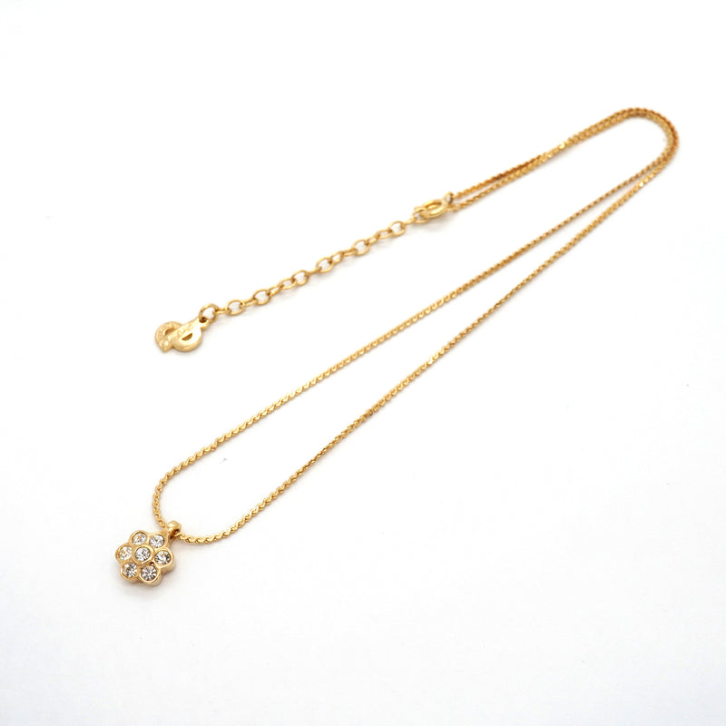 【6jib0476】クリスチャンディオール ネックレス GPメッキ ラインストーン ゴールド【中古】レディース