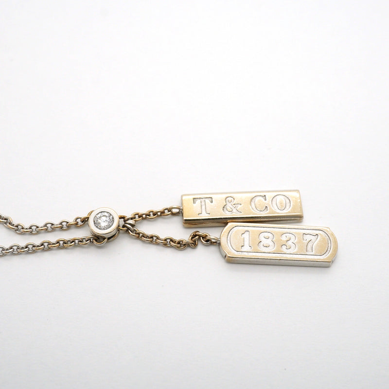 【6jib0480】ティファニー ネックレス 1837/ダブルバー 1PD K18WG ホワイトゴールド ダイヤモンド【中古】レディース