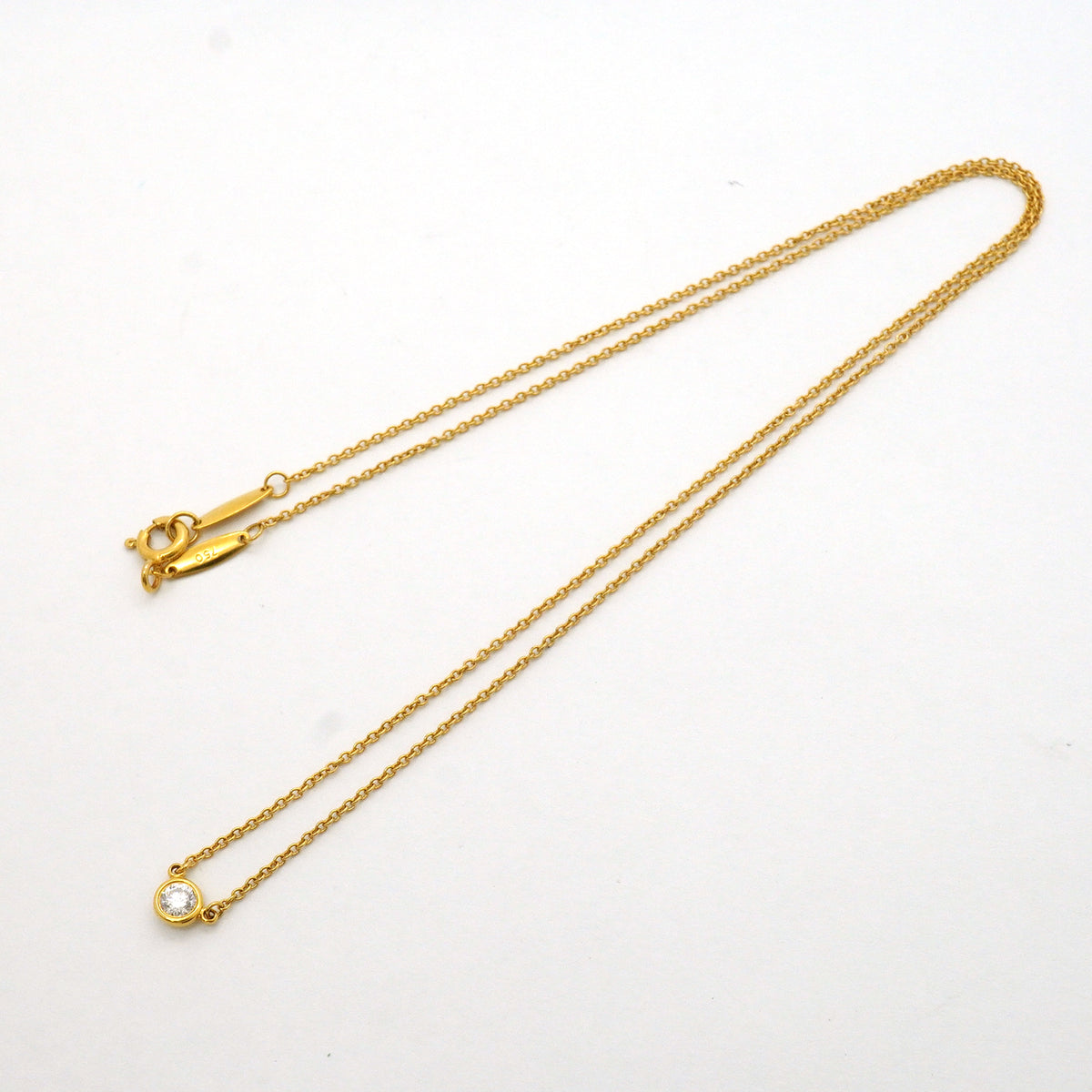 【6jib0495】ティファニー ネックレス バイザヤード 1PD K18YG イエローゴールド ダイヤモンド【中古】レディース