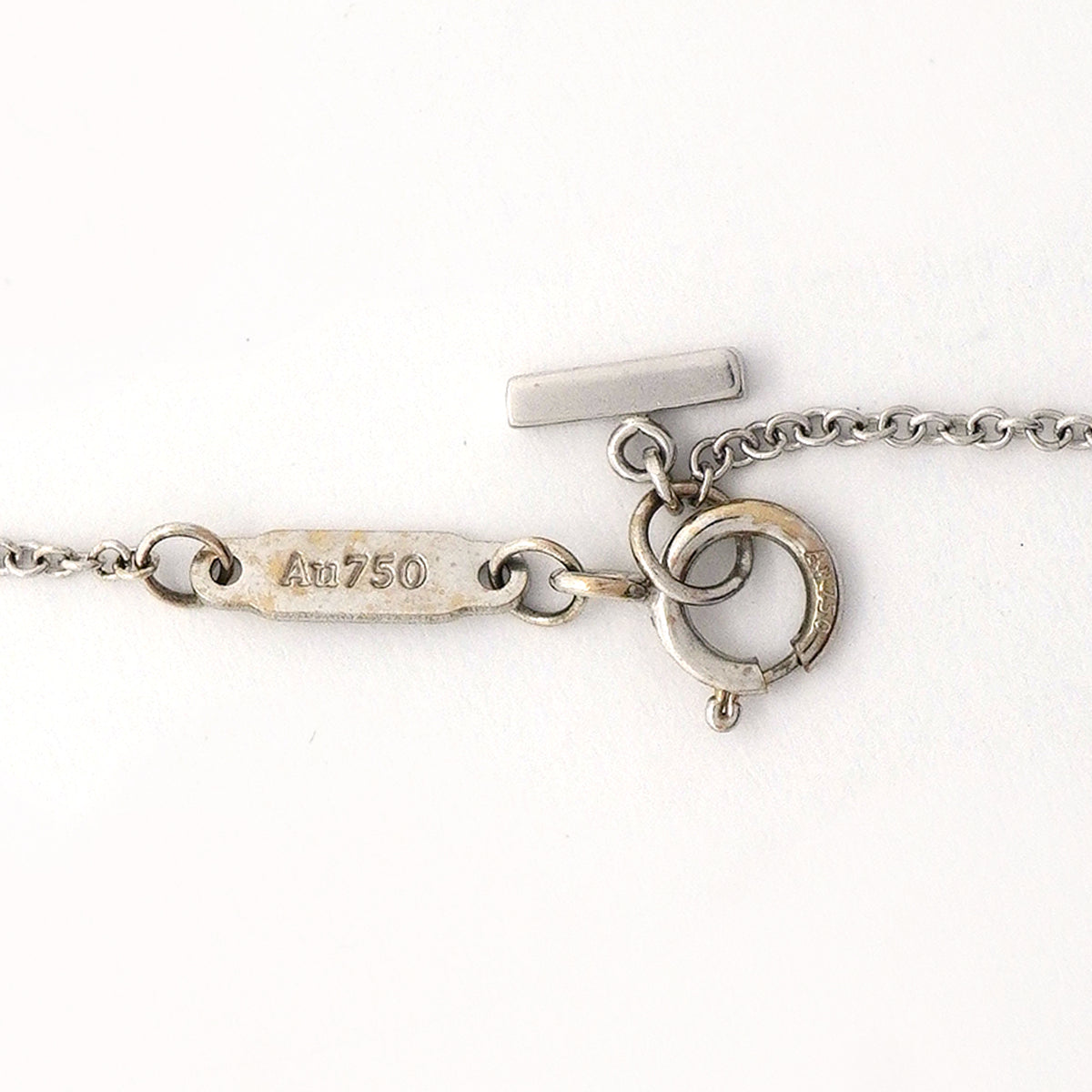 【6jib0500】ティファニー ネックレス Tスマイル ミニ K18WG ホワイトゴールド ダイヤモンド【中古】レディース