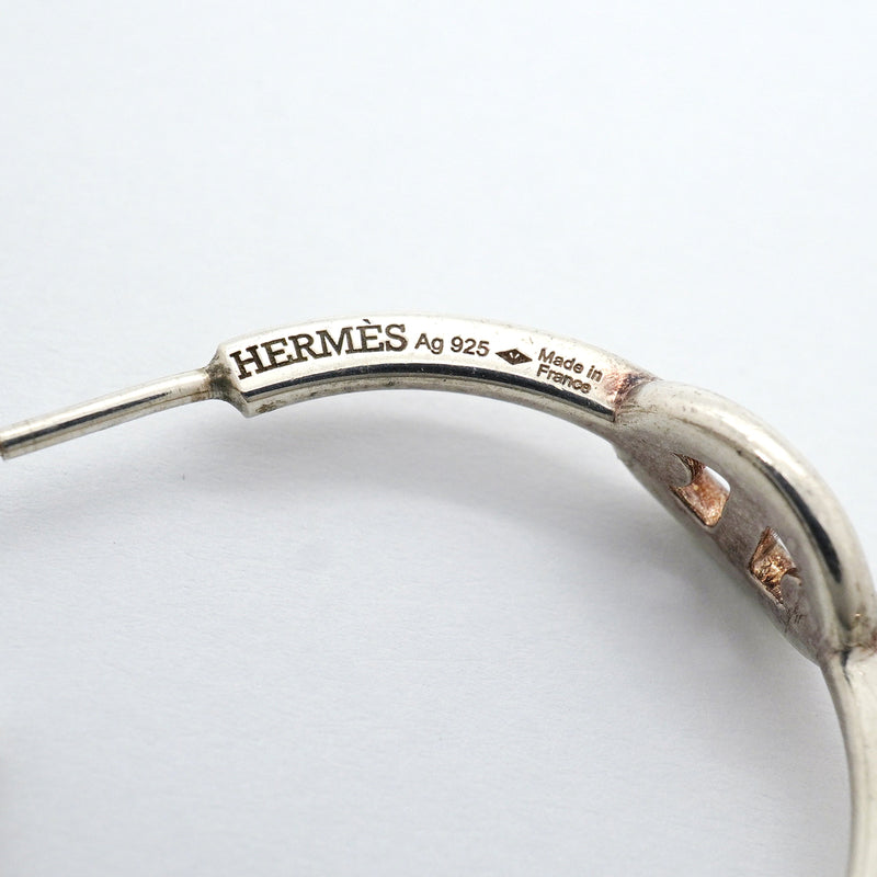 【6jib0503】エルメス ピアス シェーヌダンクル フープ シルバー925【中古】レディース