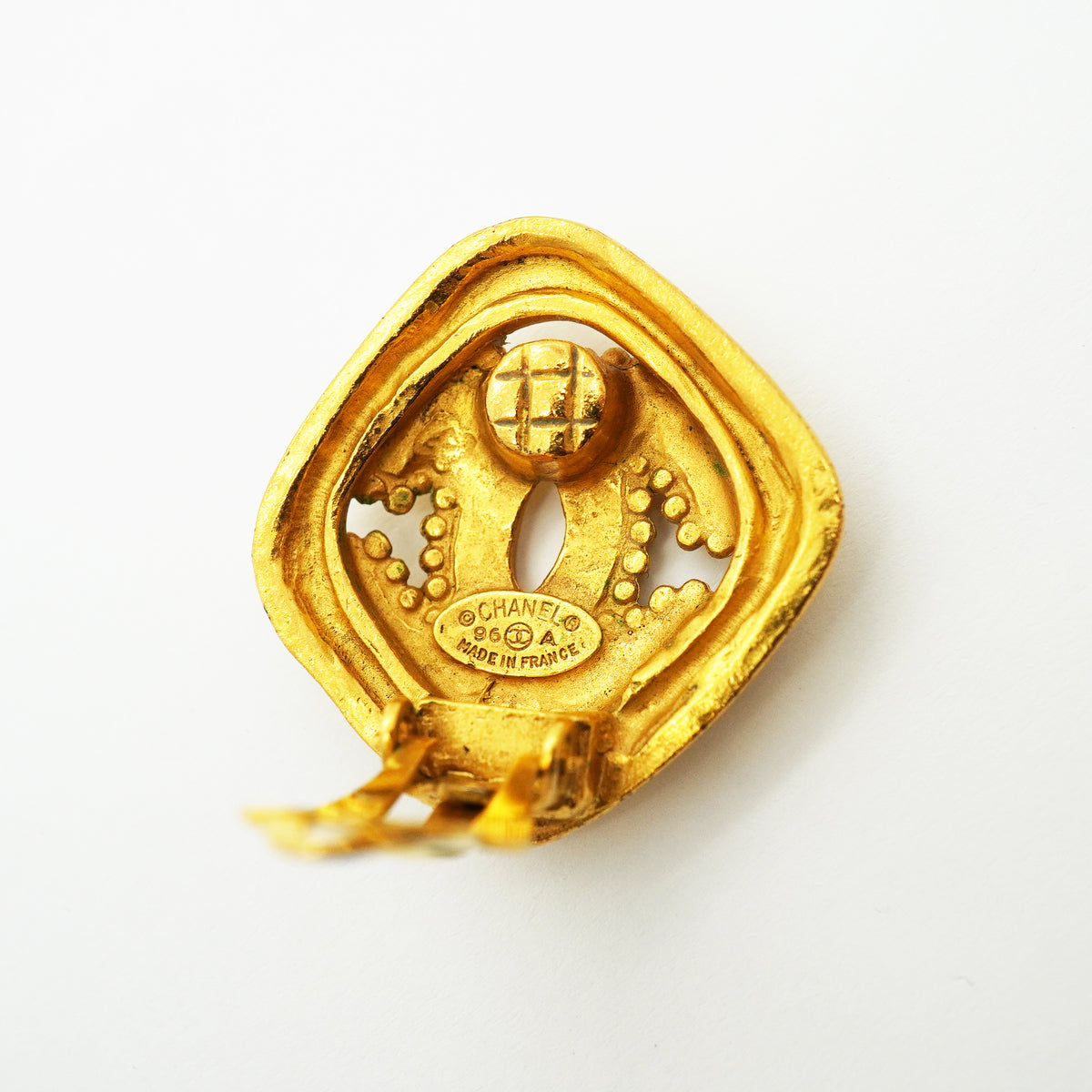【6jib0506】シャネル イヤリング ヴィンテージ ココマーク 菱形 GPメッキ ゴールド【中古】レディース
