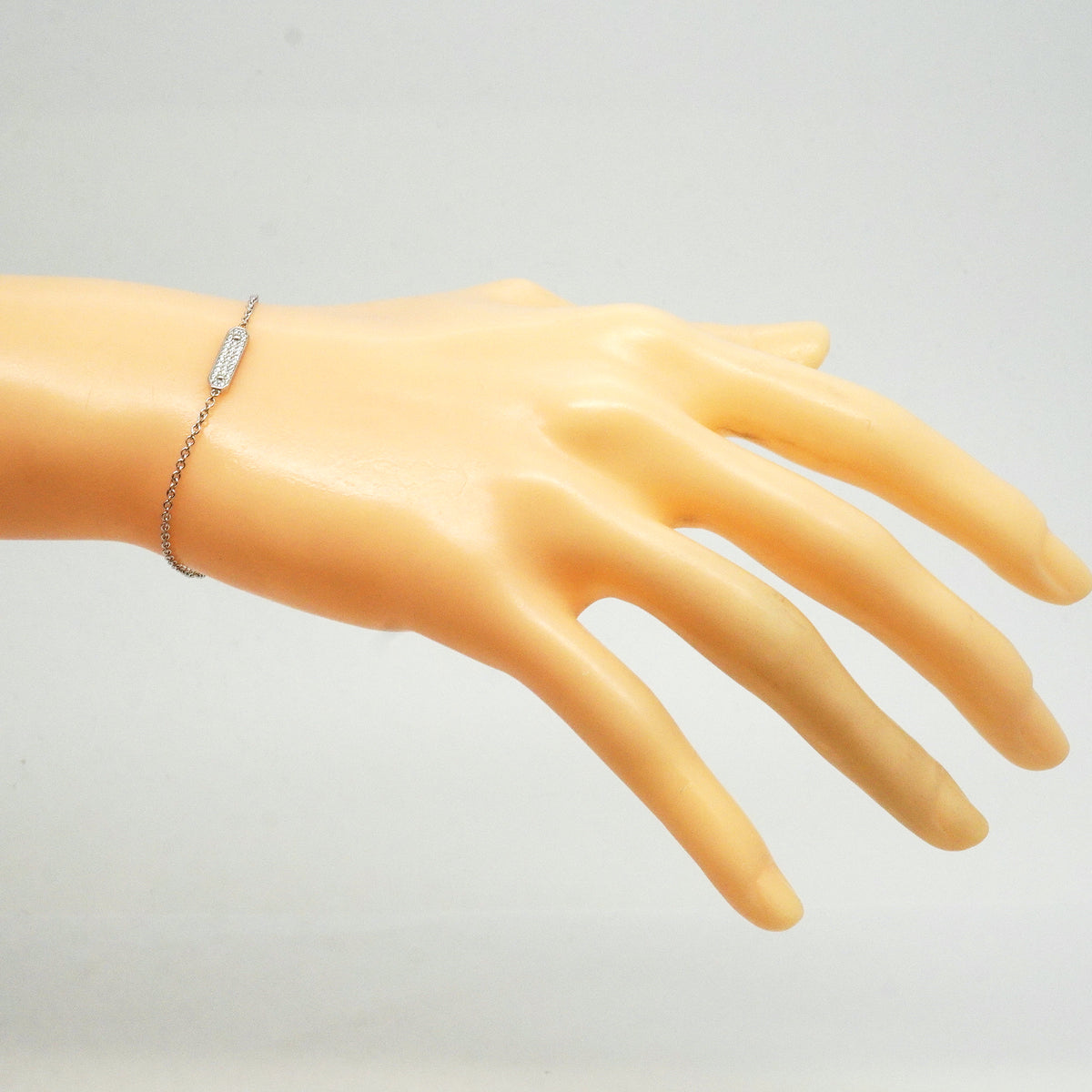 【6jib0510】ティファニー ブレスレット タグ/プレート チェーン パヴェ K18WG ホワイトゴールド ダイヤモンド【中古】レディース
