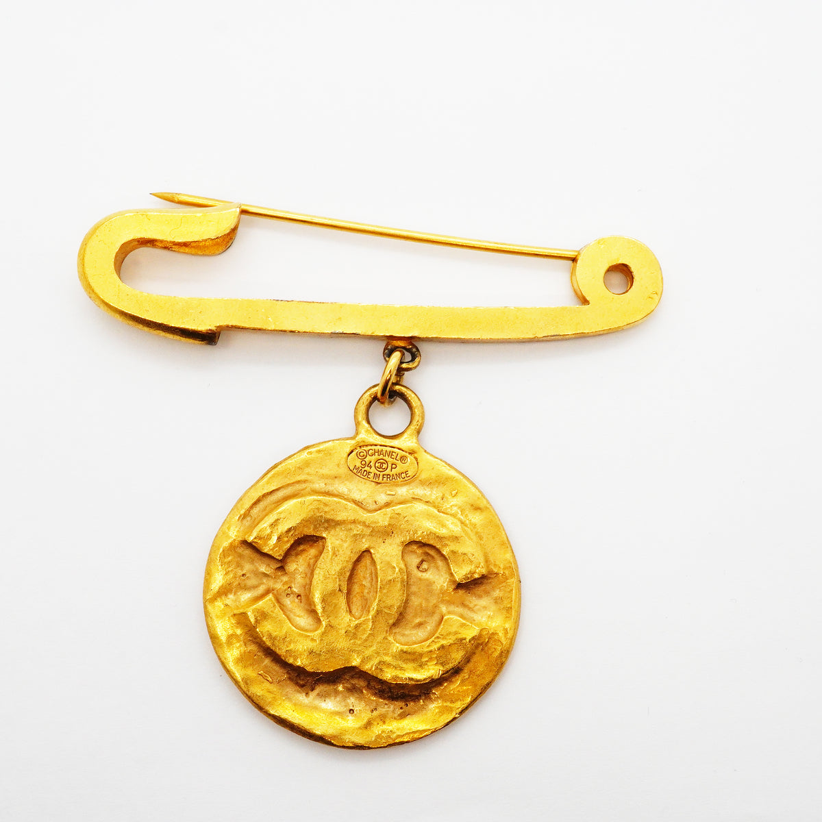 【6jib0522】シャネル ブローチ ヴィンテージ ココマーク シャネルロゴ 丸型 サークル GPメッキ ゴールド【中古】レディース