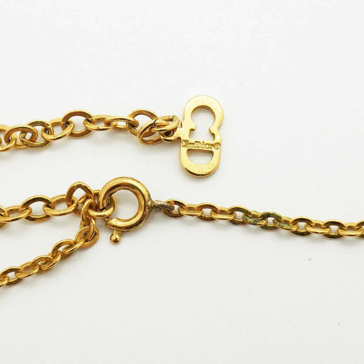 【6jib0538】クリスチャンディオール ネックレス ディオールロゴ オーバル GPメッキ ゴールド【中古】レディース