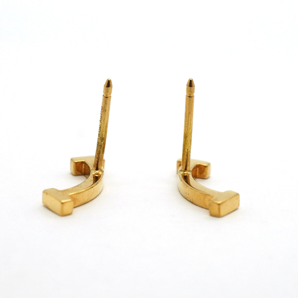 【6jib0546】ティファニー ピアス Tスマイル ミニ K18YG イエローゴールド【中古】レディース