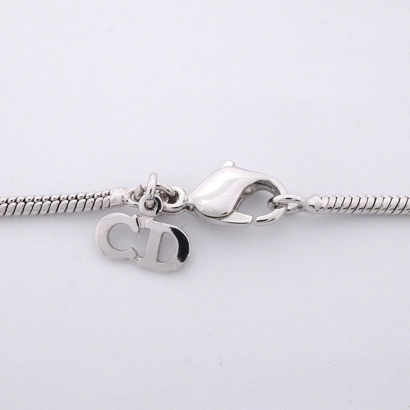 【6jib0553】クリスチャンディオール ネックレス ディオールロゴ メタル シルバー【中古】レディース