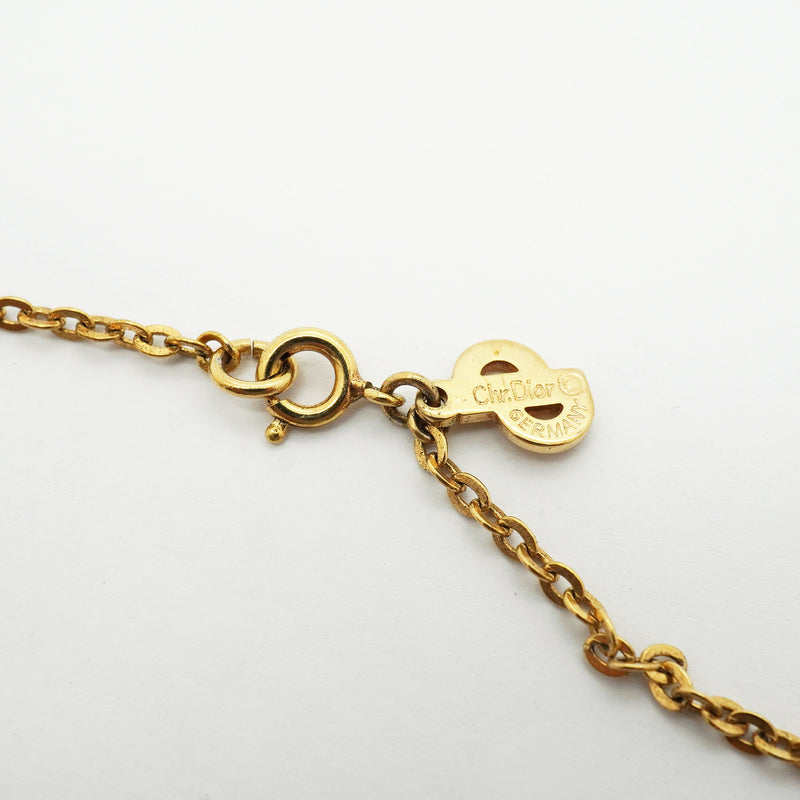 【6jib0558】クリスチャンディオール ネックレス ディオールロゴ オーバル GPメッキ ゴールド【中古】レディース