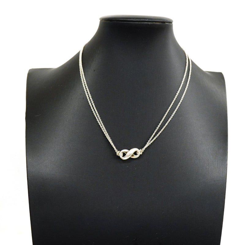 【6jib0560】ティファニー ネックレス インフィニティ ダブルチェーン シルバー925【中古】レディース