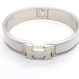 【6jib0565】エルメス バングル クリッククラックPM メタル シルバー ホワイト【中古】レディース