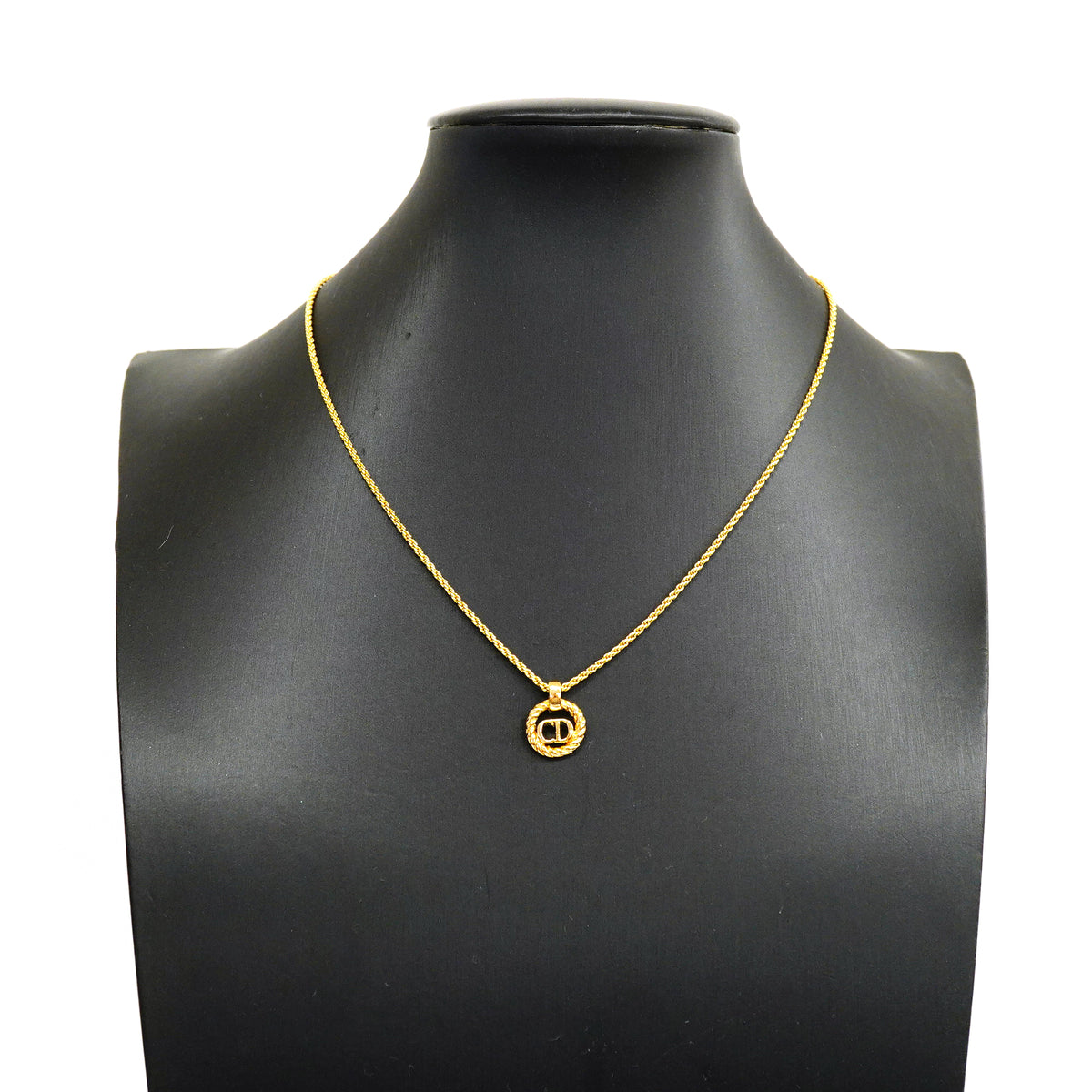 【6jib0575】クリスチャンディオール ネックレス CDロゴ 丸型 サークル GPメッキ ゴールド【中古】レディース