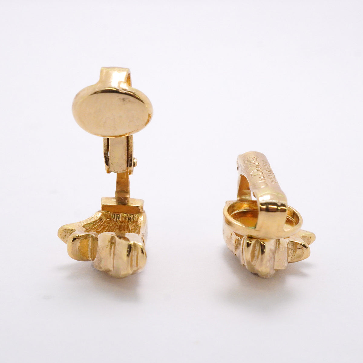 【6jib0591】クリスチャンディオール イヤリング GPメッキ ラインストーン ゴールド【中古】レディース