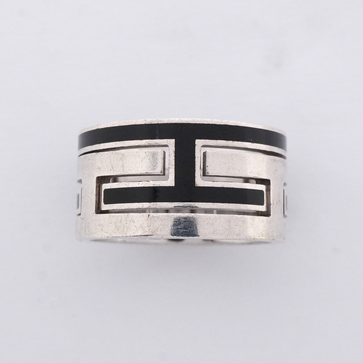 【6jib0604】エルメス リング ムーブアッシュ シルバー925 ブラック ＃51【中古】レディース