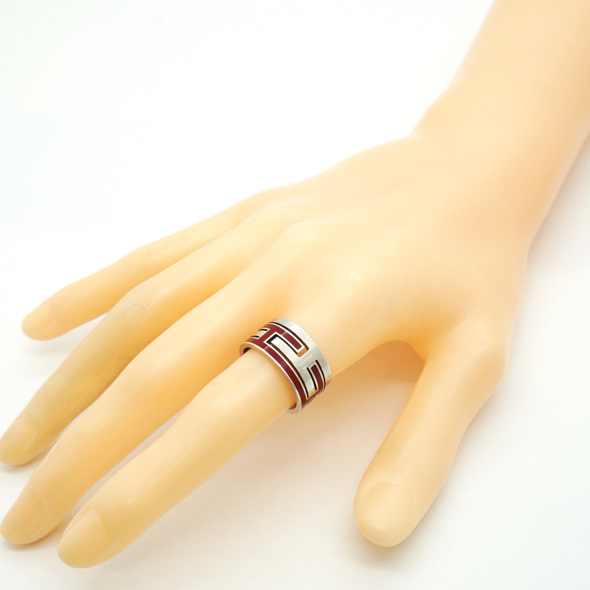 【6jib0609】エルメス リング ムーブアッシュ シルバー925 レッド ＃53【中古】レディース