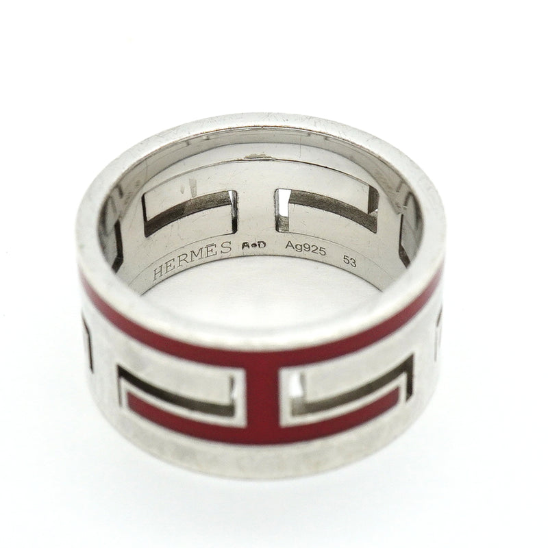 【6jib0609】エルメス リング ムーブアッシュ シルバー925 レッド ＃53【中古】レディース
